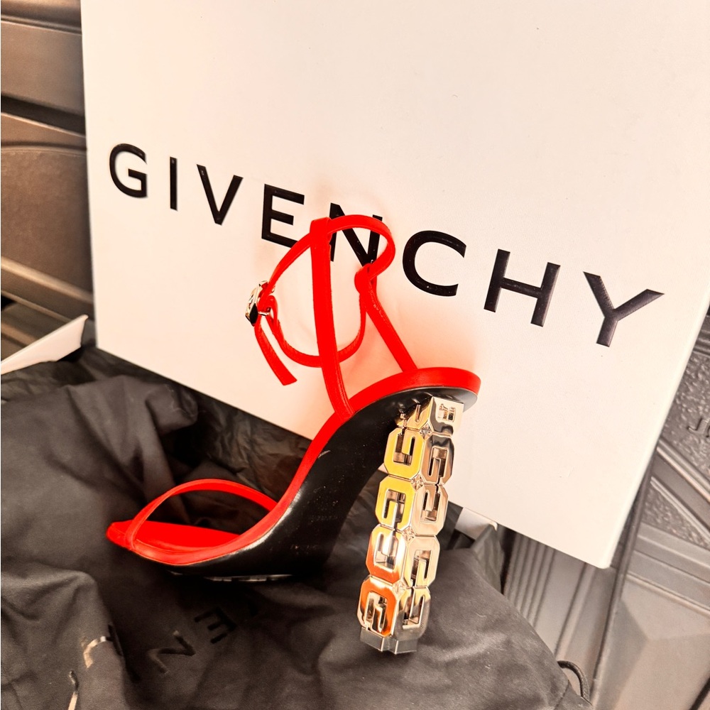 Givenchy Red Heels with Chain Detail